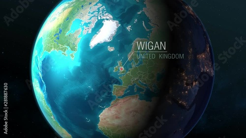 United Kingdom - Wigan - Zooming from space to earth photo