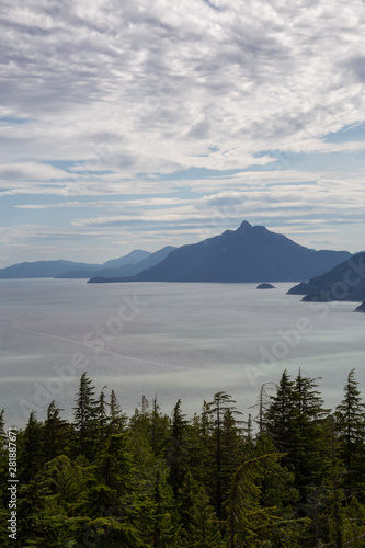 Beautiful Canadian Landscape View during a cloudy summer day. Taken in Murrin Park near Squamish, North of Vancouver, BC, Canada. photo