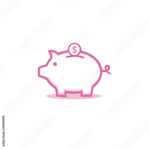 Piggy bank with coin vector