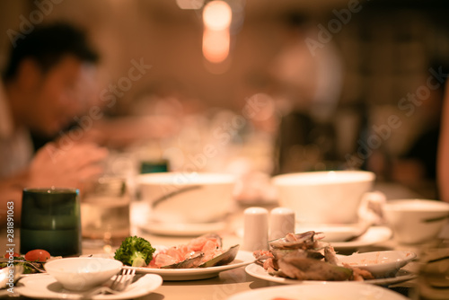 Business Conference Event. Food Meeting Buffet. Selective Focus Blur for Background.