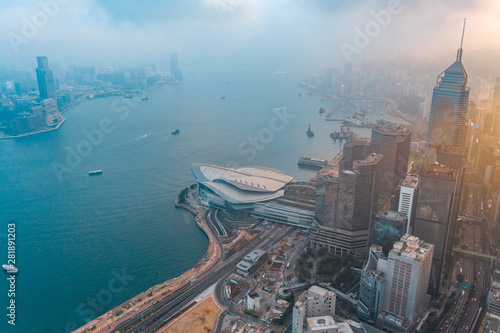 Hong Kong central at aerial view