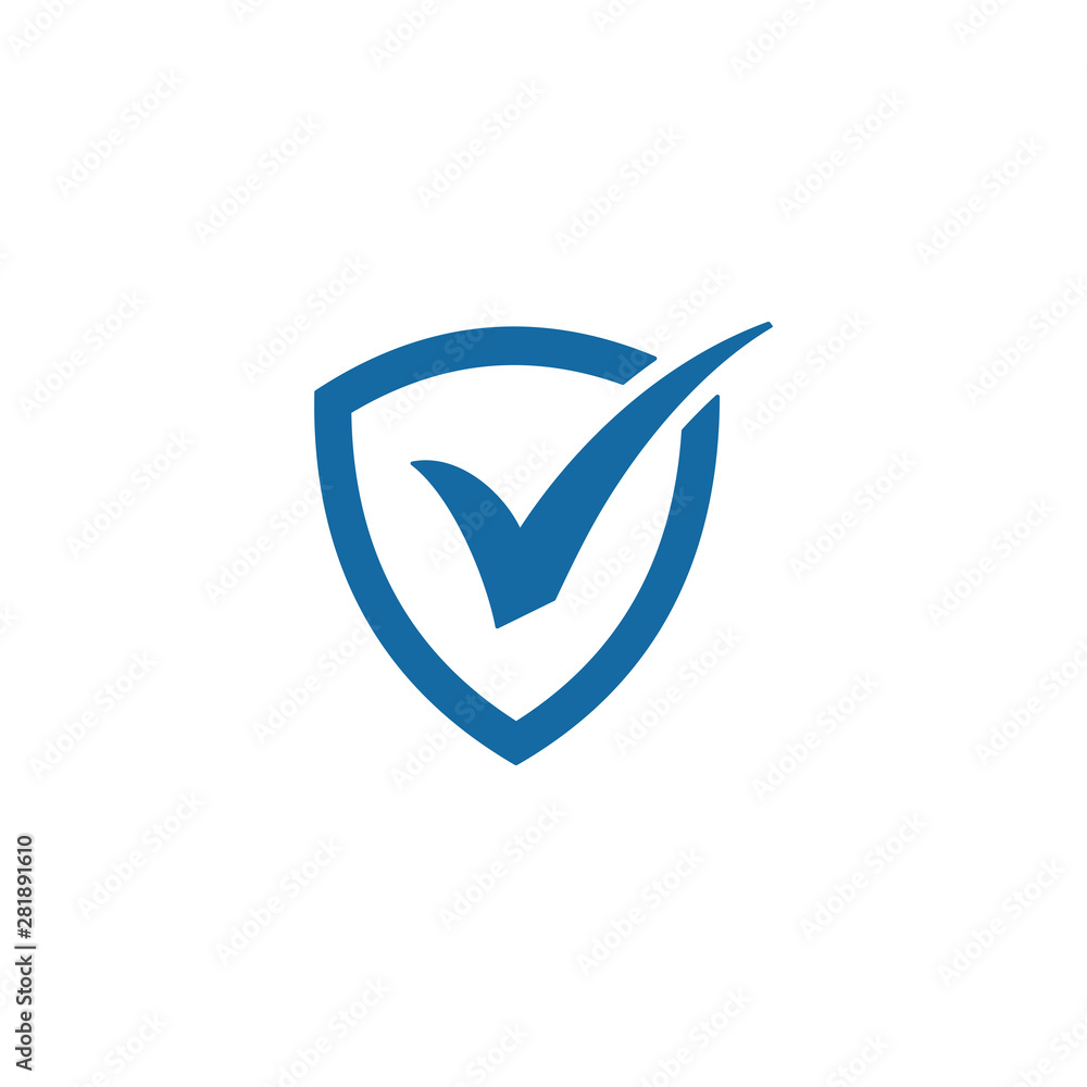 Shield with check mark icon vector. Tick mark approved symbol Shield with check mark icon vector. Tick mark approved symbol