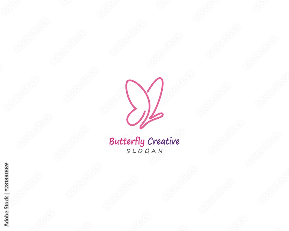 Butterfly conceptual simple, colorful icon. Logo. Vector illustration