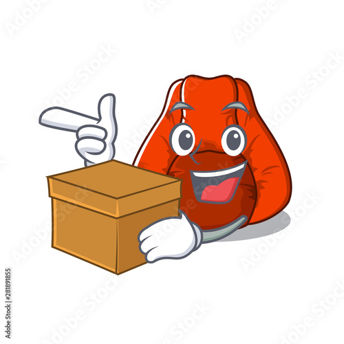 With box bean bag chair in a character