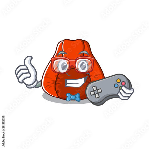 Gamer cartoon bean bag chair in yard