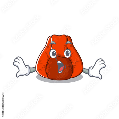 Surprised bean bag chair isolated with mascot