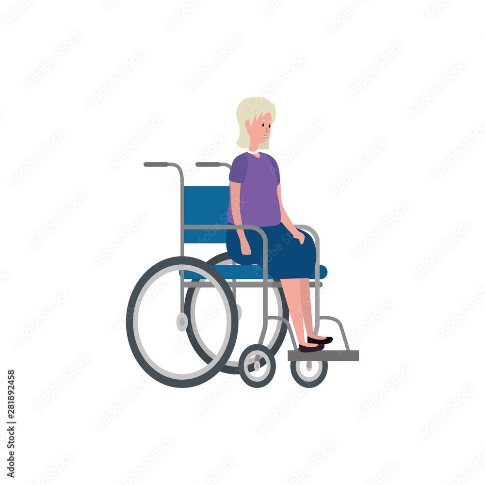 cute grandmother in wheelchair character