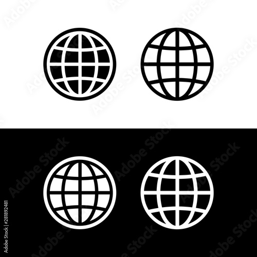 globe icon symbol set, Web icon set vector. website, homepage icon set