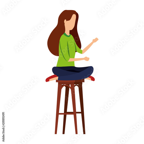 elegant businesswoman seated in bench with lotus position