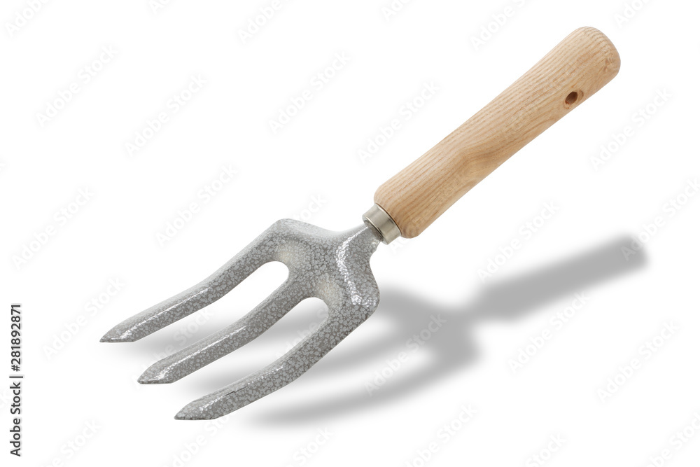 Garden hand fork isolated on white with shadow and clipping path Garden hand fork isolated on white with shadow and clipping path