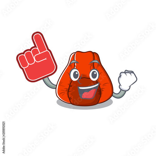 Foam finger bean bag chair isolated with mascot