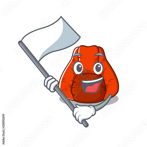 With flag bean bag chair isolated with mascot