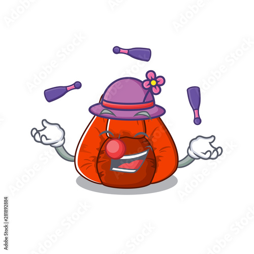 Juggling bean bag chair isolated with mascot