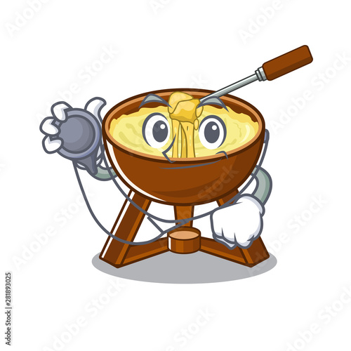 Doctor cheese fondue isolated in the character