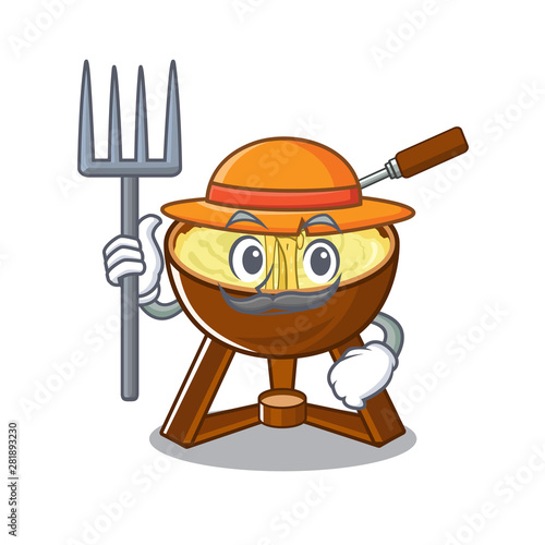 Farmer cheese fondue isolated in the character
