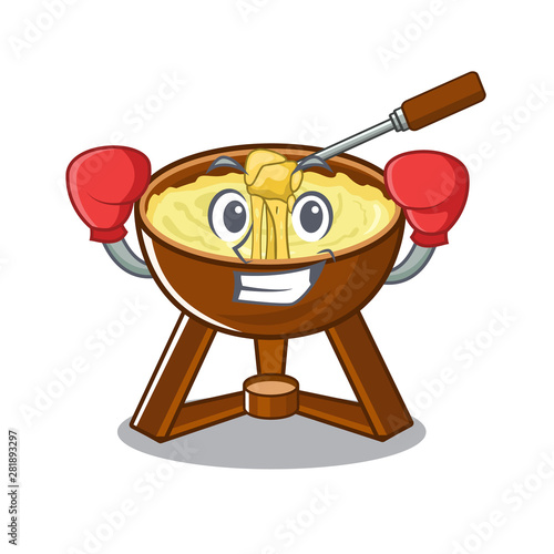 Boxing cheese fondue isolated in the character