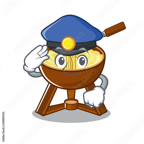 Police cheese fondue isolated in the character