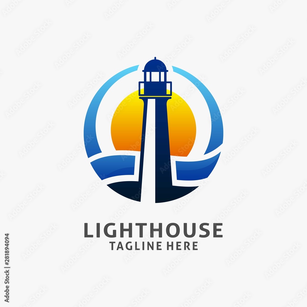 Lighthouse logo design in circle shape