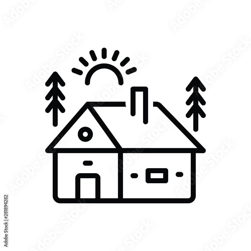 Black line icon for cabin