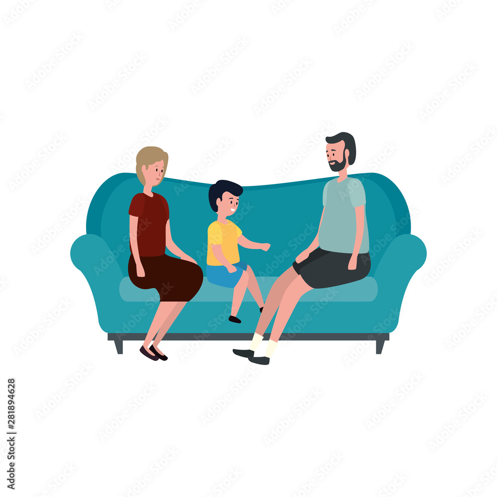cute grandparents couple with grandson in the sofa cute grandparents couple with grandson in the sofa