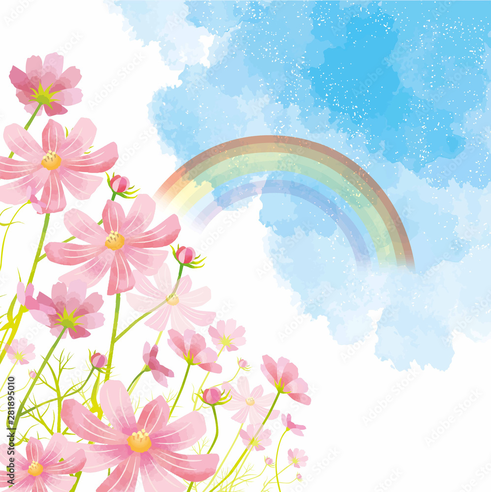 Vecteur Stock コスモス 背景 水彩 秋 花 背景 背景素材 満開 9月 10月 11月 ピンク 日本 和風 和 空 青空 虹 Adobe Stock Vecteur Stock コスモス 背景 水彩 秋 花 背景 背景素材 満開 9月 10月 11月 ピンク 日本 和風 和 空 青空 虹 Adobe Stock