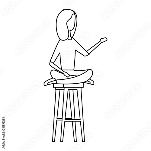 elegant businesswoman seated in bench with lotus position