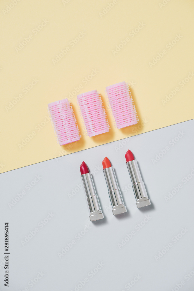 Professional makeup .Fashion stylish clothes .Women's beauty concept on Colorful background Professional makeup .Fashion stylish clothes .Women's beauty concept on Colorful background