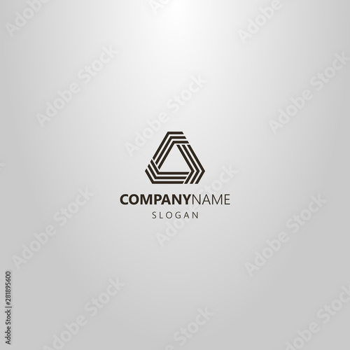 black and white simple vector line art logo modern futuristic triangular structure of three lines with obtuse angles