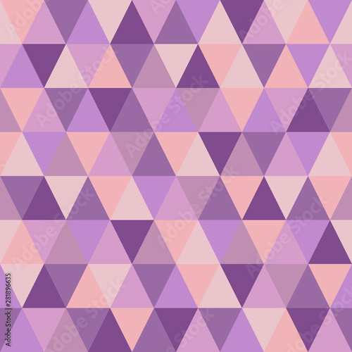 Simple seamless background. Triangles. Simple geometric shapes pattern. Pink and purple.