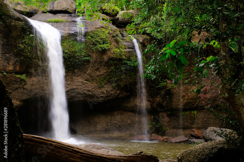 Waterfall in the inter national park very fresh nature and good trip in holiday. © Pongsatorn