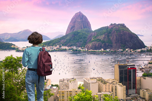 woman walks along Rio de Janeiro photo