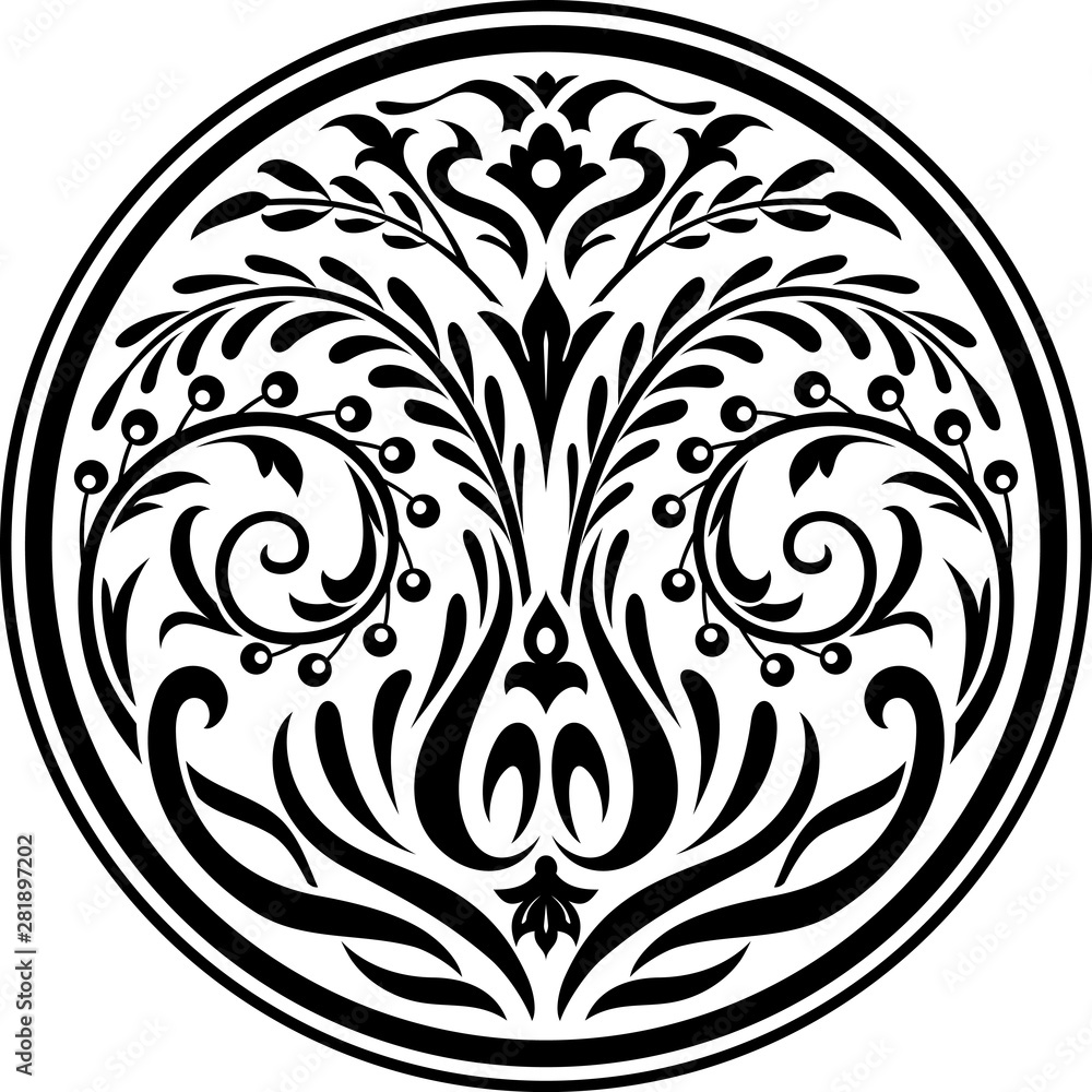 Botanical Round Decor, Abstract Cascading Nature Botanical Round Decor, Abstract Cascading Nature