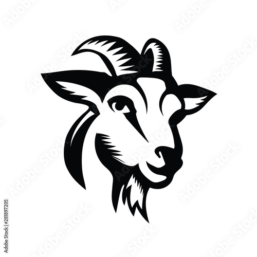 Leinwand Poster head goat front view drawing art logo design inspiration