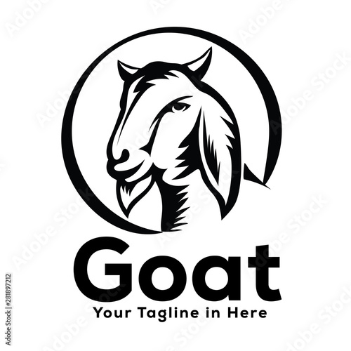 circle head goat front view drawing art logo design inspiration