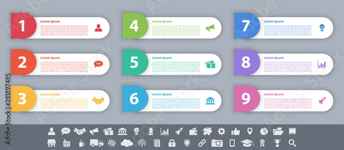 Wallpaper Mural Infographic design business concept vector illustration with 9 steps or options or processes represent work flow or diagram or web button banner Torontodigital.ca