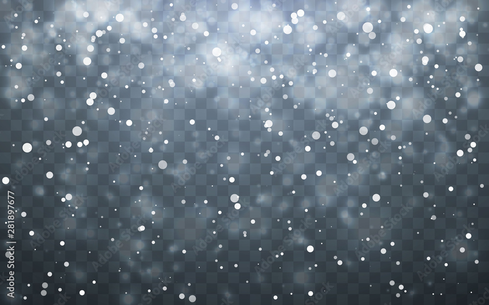Christmas snow. Falling snowflakes on dark background. Snowfall. Vector illustration Christmas snow. Falling snowflakes on dark background. Snowfall. Vector illustration