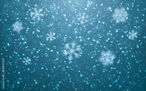 Wallpaper Mural Christmas snow. Falling snowflakes on blue background. Snowfall. Vector illustration Torontodigital.ca
