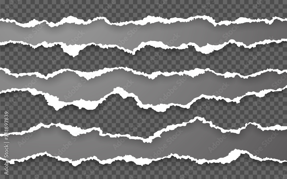 Horizontal torn paper edge. Ripped squared horizontal paper strips. Vector illustration Horizontal torn paper edge. Ripped squared horizontal paper strips. Vector illustration