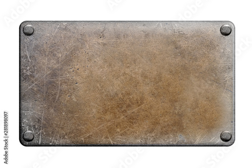 Metal plate on white background
