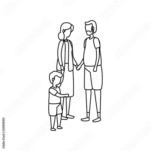 cute grandparents couple with grandson