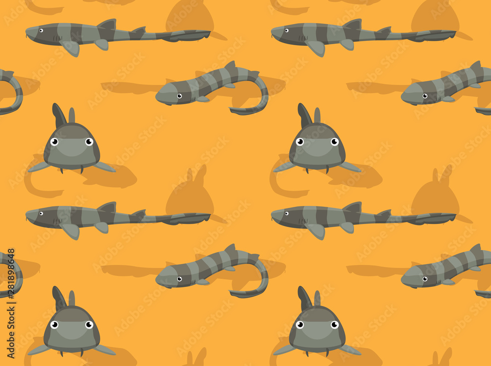 Brownbanded Bamboo Shark Cartoon Background Seamless Wallpaper Stock