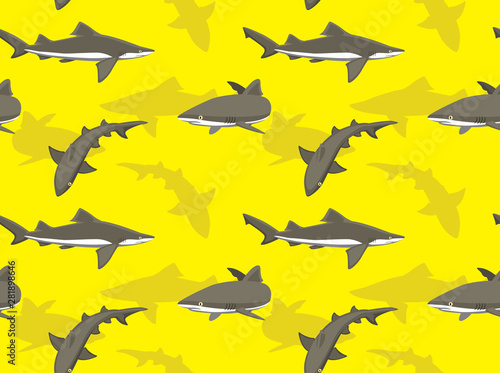 Broadfin Shark Cartoon Background Seamless Wallpaper photo
