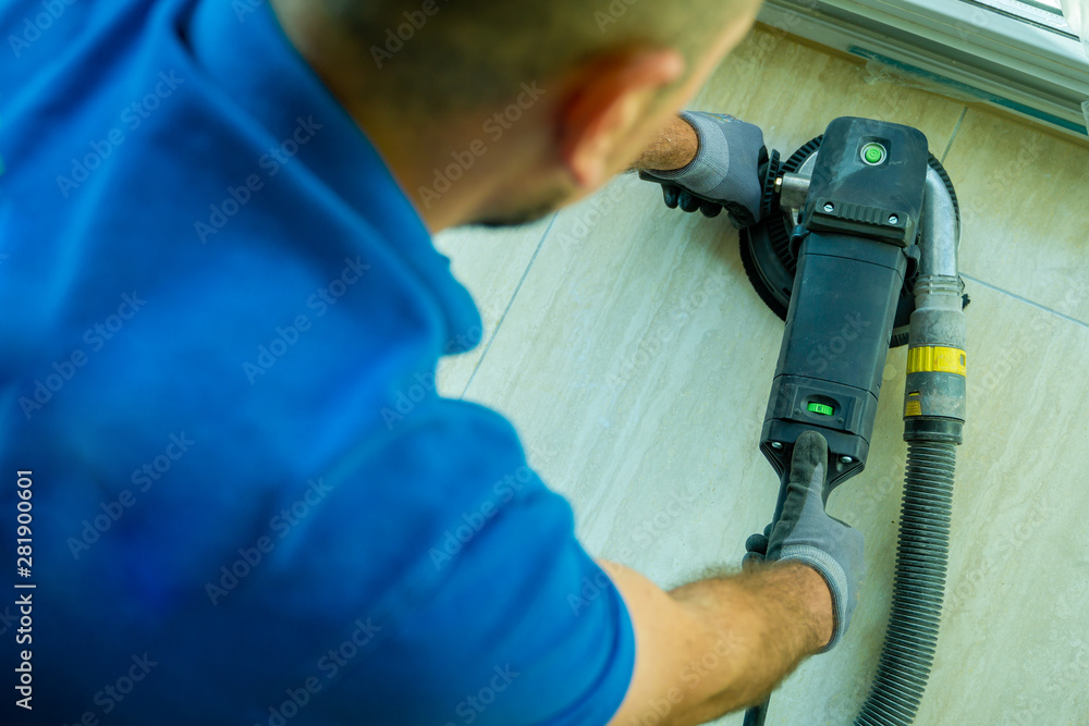 Schleifen Flex Steinboden Handwerker Schleifen Flex Steinboden Handwerker