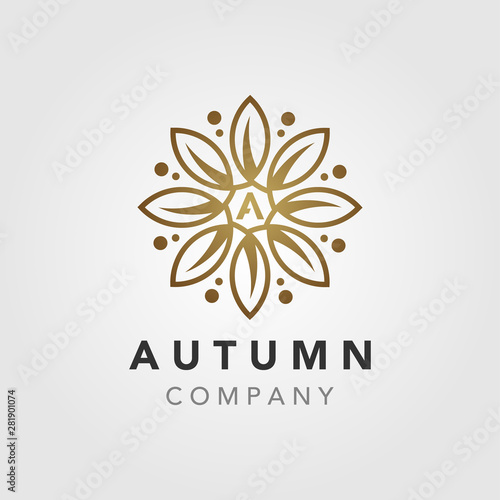Elegant Luxury autumn Flower Mandala logo design