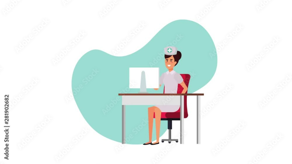 professional nurse in office character animation professional nurse in office character animation