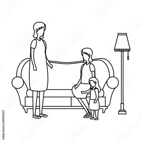 cute grandparents couple with grandson in the sofa