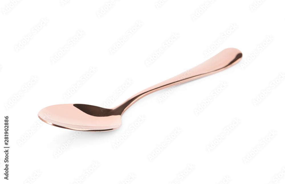 Clean shiny empty spoon isolated on white Clean shiny empty spoon isolated on white