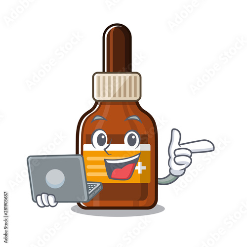 With laptop iodine isolated with in the mascot