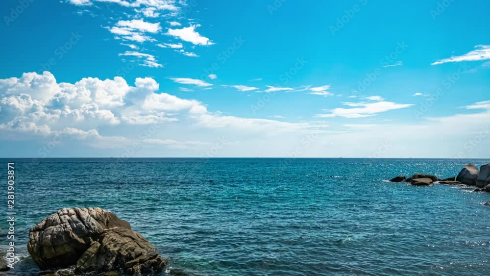 Timelapse of Seascape View with Ships Plying the Sea on Koh Tao Island, Thailand Timelapse of Seascape View with Ships Plying the Sea on Koh Tao Island, Thailand