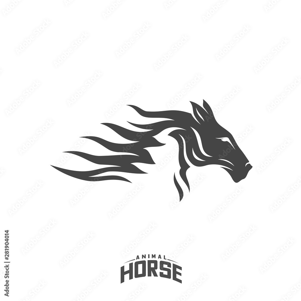 Obraz premium Head Horse logo design vector. Horse Fire logo template. Illustration Vector